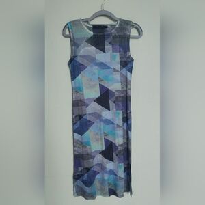 Alex & Anna By Komarov Sleeveless Geometric Print Dress in Blue and Purple